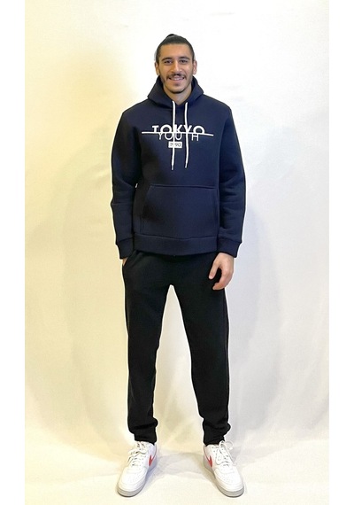Kapşonlu Rahat Kalıp İçi Polarlı 3 İplik Tokyo Baskılı Sweatshırt Spr24sw12 NAVY