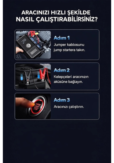 Syotech Dk002 10.000 Mah Taşınabilir Araç Akü Takviye Cihazı Ve Hava Kompresörlü