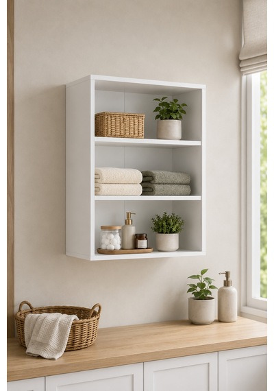 Renazzo %100 Mdf Çok Amaçlı Banyo Duvar Dolabı Kiler Dolabı Beyaz