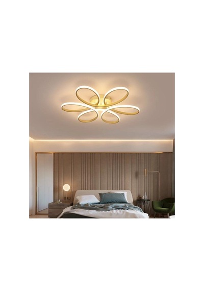 Levent Papatya Model Eskitme Kasa Beyaz Işık Ledli Modern Aydınlatmalı 60 Cm Ledli Avize Gold