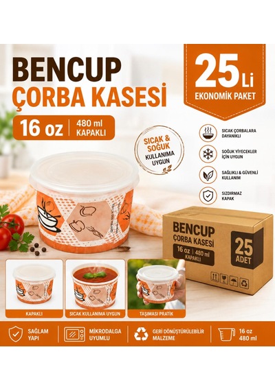 Bencup Corba Kasesı 16 Oz 25 Lı 3 Lü Paket Karısık