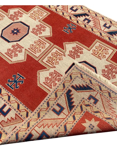 El Dokuma Eskitme Milas Halısı 130x190 Vintage Krem Yün Halı KREM
