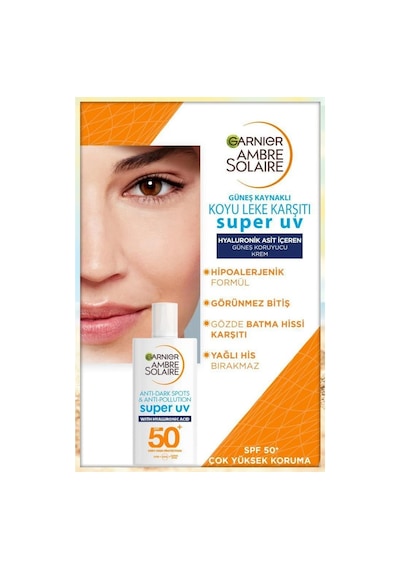 Garnier Ambre Solaire Koyu Leke Karşıtı Koruyucu Yüz Güneş Kremi SPF50+ 40 ML