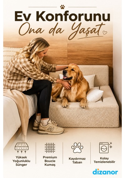 Softnest 3in1 Modüler Köpek Yatağı Ortası Bombeli, Sünger Dolgulu, Anti - Slip Tabanlı Ve Yastıklı Konfor Seti