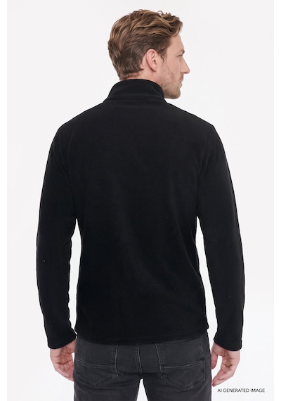 Ac&Co / Altınyıldız Classics Erkek Sıyah Anti-pilling Tüylenme Yapmayan Soğuk Geçirmez Standart Fit Bato Yaka Sweatshirt Polar Siyah