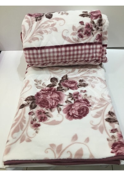 Sarar Gül Modern Desen Çift Kişilik Battaniye 4 Kg Yıkanabilir Peluş Kalın Battaniye Pembe