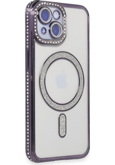 Gld-spt- Newface Apple Uyumlu iPhone 13 Kılıf Joke Simli Magneticsafe Kılıf - Derin Mor