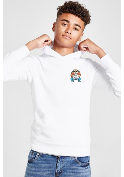 Tshirthane Dragon Ball Z Anime Master Roshi Free Hugs Beyaz Çocuk 3ip Kapşonlu Sweatshirt 001 Beyaz