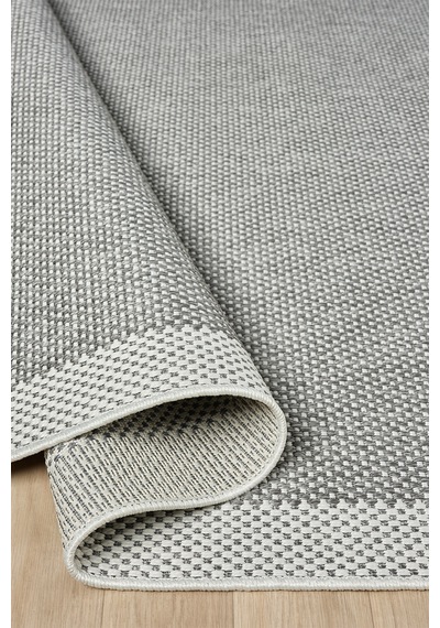 Sisal Prime Gri Krem Mavi İskandinav Yıkanabilir Bordürlü Halı Kilim Balkon Teras Koridor Halısı 1148