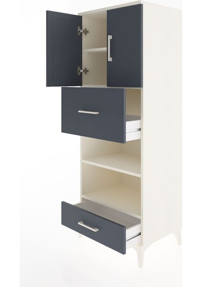 Hyperion Dolap 4 Raflı 2 Çekmeceli 2 Kapaklı 60x44x163 Aytaşı-antrasit Aytası