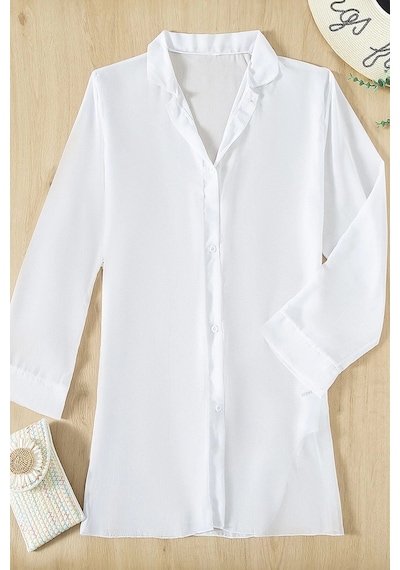 Angelsin Şifon Gömlek Plaj Elbisesi Pareo Kimono Kaftan 001