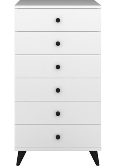 Simple Şifonyer 6 Çekmeceli 60x44x112 Beyaz Beyaz Simple Şifonyer 6 Çekmeceli 60x44x112 Beyaz Beyaz