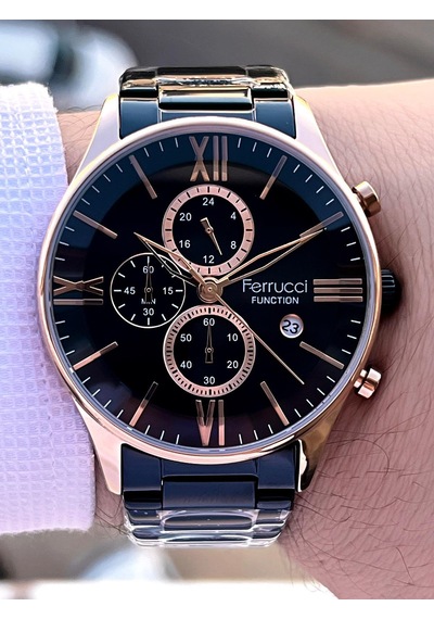 Ferrucci 2 Yıl Garantili Çelik Kordon İç Kadran Özellikleri Aktif 3 Atm Erkek Kol Saati Ef.14079.03 Rose Gold