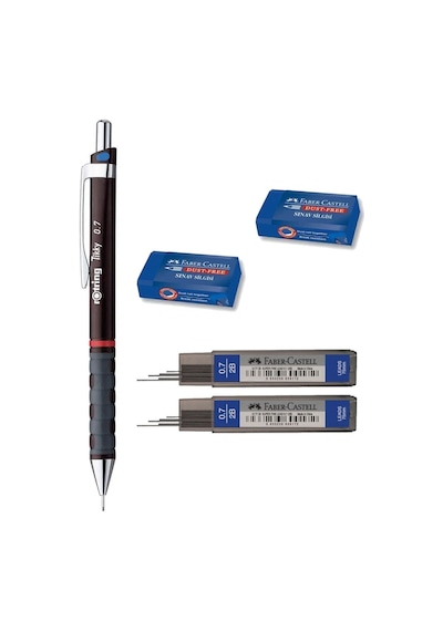 Rotring Tikky 0.7 Mm Okul Seti 2 Adet Faber Castell 0.7 Mm Uç + 2 Adet Faber Castell Silgi Bordo