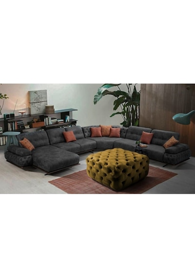 Gazzini Kare Chester Model Kapitoneli Orta Puf- Modern Puf Oksit Sarı