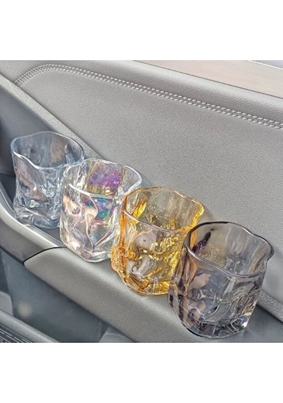 2 Adet Şeffaf Gökkuşağı Yanardöner Viski Bardağı Seti 125 Ml Iskandinav Tarzı Bükülme Cam