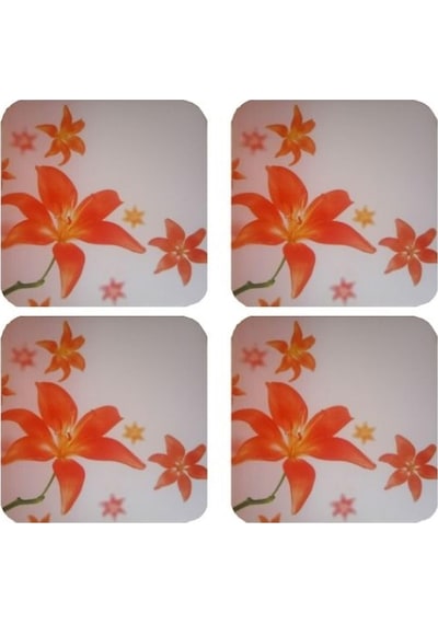 Ahşap Bardak Altlığı 4 Adet Çiçek Desen 29x9cm Çok Renkli