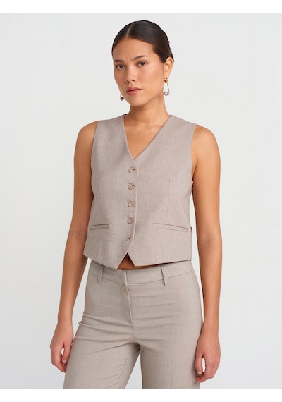 Dilvin 60564 Kayışlı Yelek Camel CAMEL