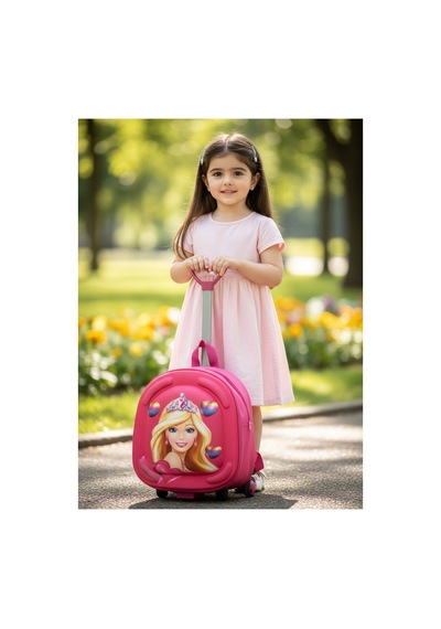 Kız Çocuk Anaokulu Kreş Çekçekli Tekerli 3d Eva Renkli Baskılı Sırt Çantası Ve Okul Çantası Pembe1 Pembe1