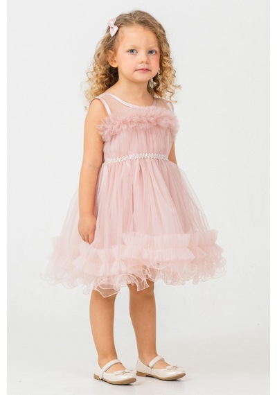 Mnk Baby & Kids Aizona Kız Çocuk Abiye M00782 Pudra