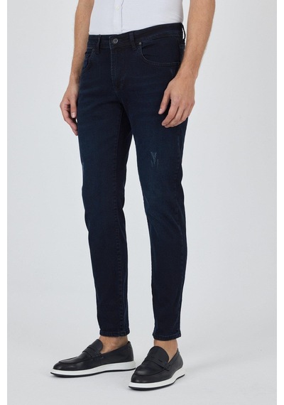 İmza Koyu Lacivert Gabardin 5 Cep Düz Paça Casual Slim Fit Pamuklu Denim Pantolon 1023250150 Koyu Lacivert