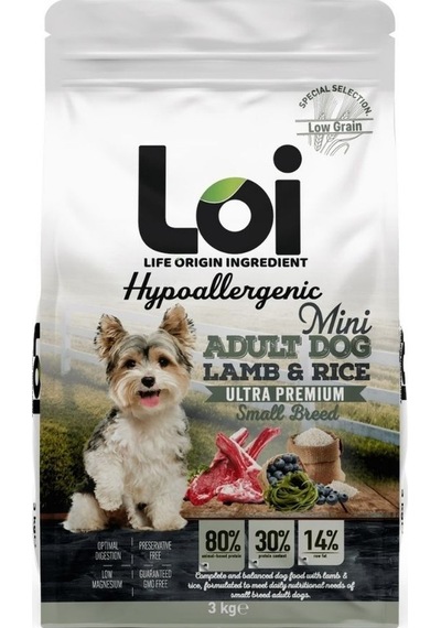 Loi Hipoalerjenik Kuzu Etli Küçük Irk Yetişkin Köpek Maması 3 KG