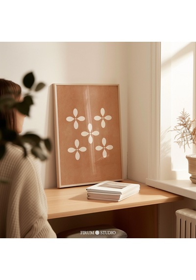Yanık Turuncu Soyut Minimalist Terakota Duvar Sanatı, Daire Dekorasyonu İçin Büyük Modern Poster