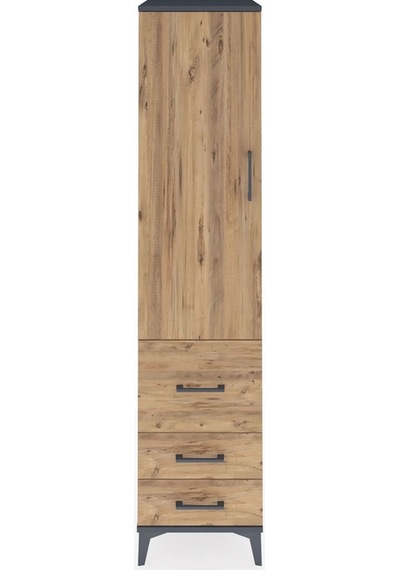 Hyperion Dolap 2 Raflı 3 Çekmeceli Tek Askılı 44x44x195 Antra... Antrasit