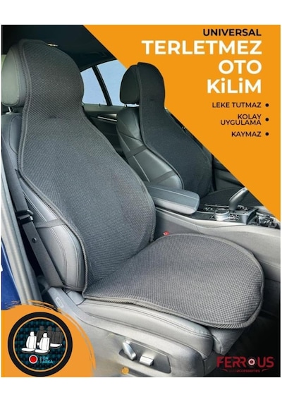 Oto Koltuk Koruyucu Kılıf Terletmez Kilim Seti 2 Ön+1 Arka 3lü Set Universal Siyah