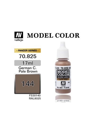 Vallejo 70825 18 Ml. 144 German Cam. Pale Brown-matt, Model Color Serisi Model Boyası-31627