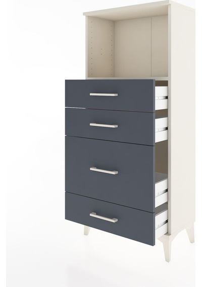 Hyperion Dolap Tek Raflı 4 Çekmeceli 60x44x134 Aytaşı-antrasit Aytaşı