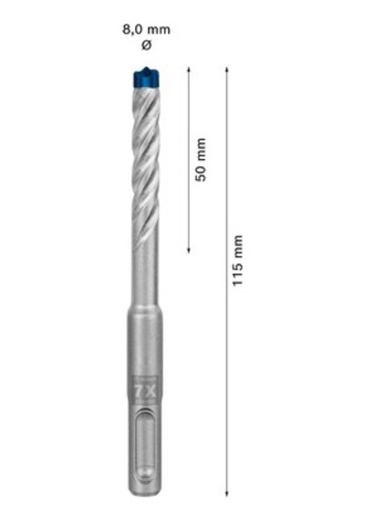 Kırıcı Delici Delme Ucu 8 Mm X 50 Mm X 115 Mm Uzun Süreli Kullanım