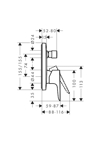 Hansgrohe Talıs E Tek Kollu Banyo Bataryası Mat Sıyah 71745670 Mat Siyah