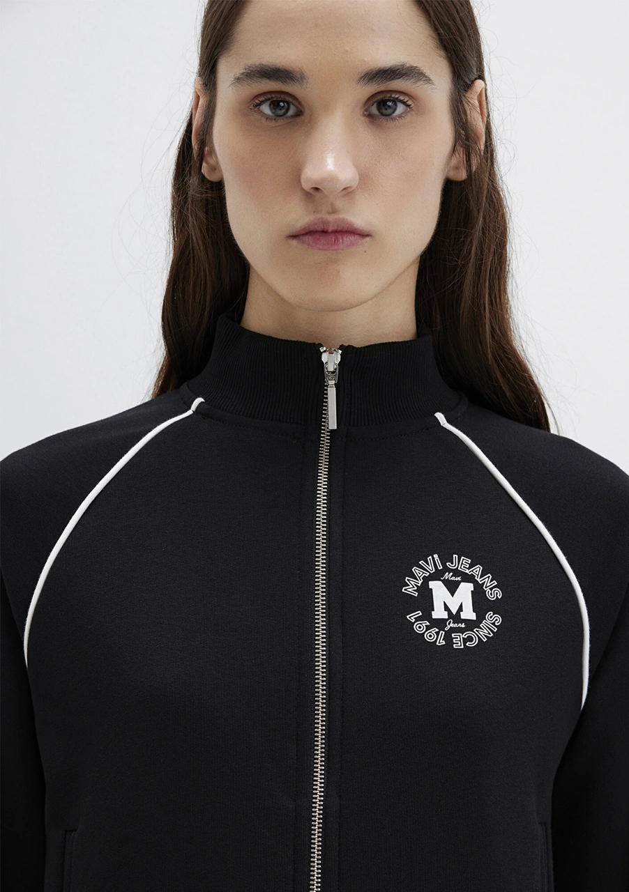 Mavi - Biye Detaylı Fermuarlı Siyah Sweatshirt 1s10365-900 Siyah