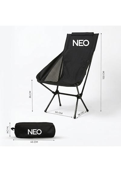 Neo Class Neo Trail Premium Katlanır Kamp Sandalyesi Kolay Kurulum, 120kg Taşıma Kapasiteli, Taşıma Çantalı Siyah