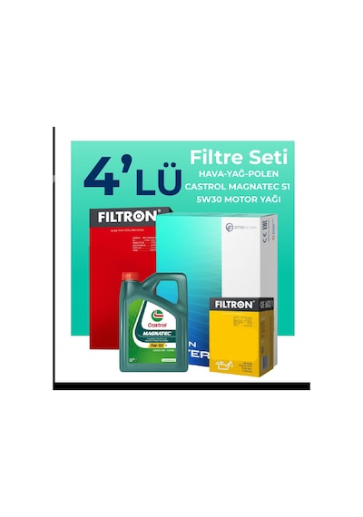 Filtron Fiat Egea 1.3 Dizel Filtre Bakım Seti Castrol Motor Yağlı (2015-2018) 4 Lü