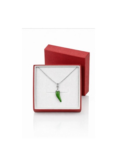 Çekirdekjewelry 925 Ayar Gümüş Yeşil Biber Kolye Minimal Şık Tasarım Kadın Kolye Gümüş