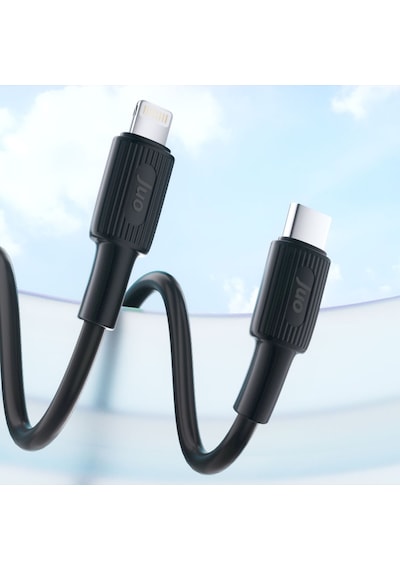 Juo JCBS272-B 27w Usb Type-c To Lightning Apple Uyumlu iPhone - iPak Silikon Hızlı Şarj Ve Data Kablosu Siyah 2 Metre