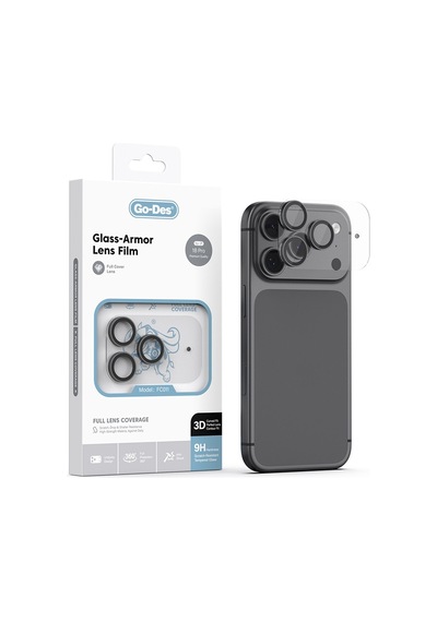 İphone 18 Pro Uyumlu Go Des Fc011 Glass Armor Serisi Kamera Lens Koruyucu Siyah