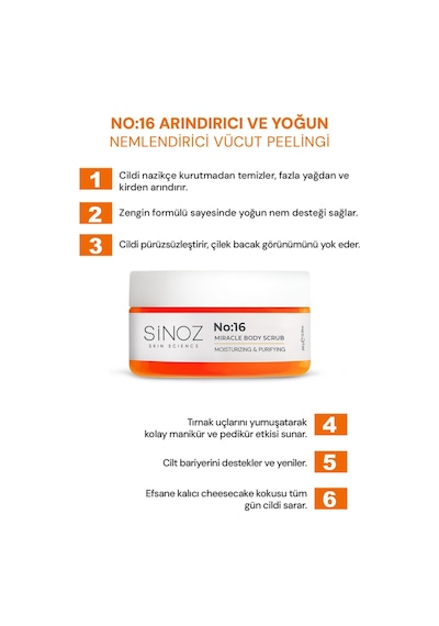 Sinoz No:16 Yoğun Nemlendirici ve Besleyici Vücut Peeling 300 G