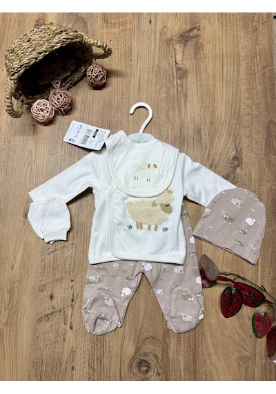 Little Life Kuzu Desen 5li Hastane Çıkışı Zıbın Takımı Bej