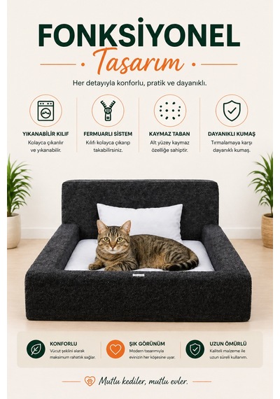 Softnest 3in1 Modüler Köpek Yatağı Ortası Bombeli, Sünger Dolgulu, Anti - Slip Tabanlı Ve Yastıklı Konfor Seti
