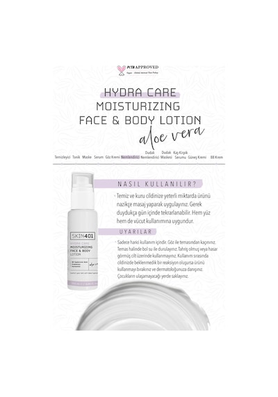 Skin401 Hydra Care Yoğun Nemlendirici Yüz Ve Vücut Losyonu 100ml 8d Hyalüronik Asit Ve Prebiyotikler