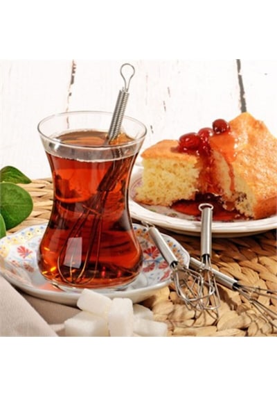 2 Li Mini Tel Çırpıcı Ve Karıştırıcı Kaşık Dekoratif Hediye Set, Şık Mutfak Aksesuarı Çelik Diğer