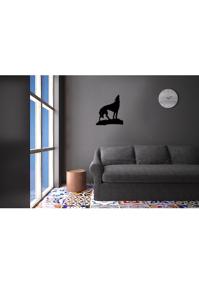 Uluyan Kurt Folyo Sticker 200cm Uzunluk Siyah