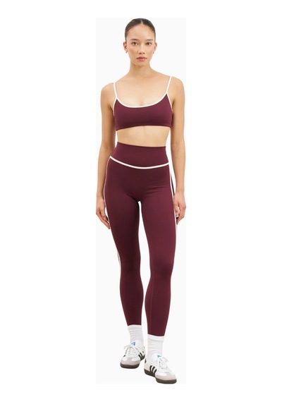 Because Of Alice Base Contrast Trim Leggings Yüksek Bel Şekillendirici Kadın Tayt Bordo