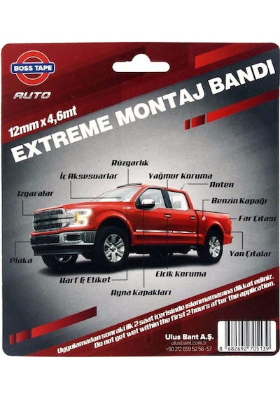 Geseus Boss Extreme Çok Güçlü Oto Aksesuvar Montaj Bandı 12 MMx4.6