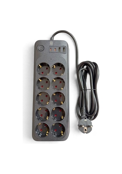 Hi-link 10 Soketli 2xtype-c +2xusb Girişli 3 Metre Kablolu Akım Korumalı Grup Priz 3 M