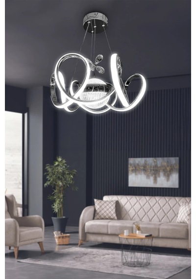 Melisa Modern Sarkıt Led Avize Powerled Lümen Gücü Yüksek - 3 Renk Kumandalı - Krom Krom