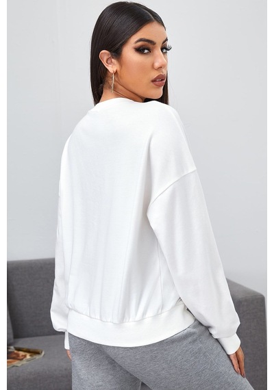 Madmext Mad Girls Beyaz Sweatshirt Mg785 Beyaz